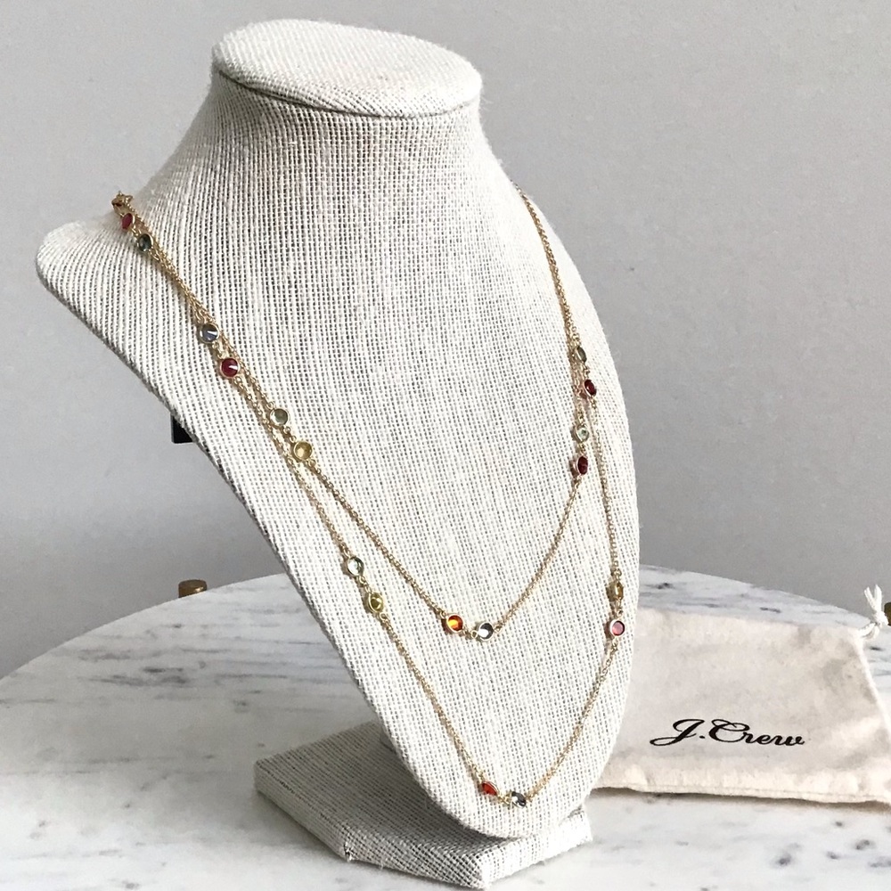 J. Crew Multi Color Double Strand Gem Necklace New With Tag